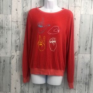 WILDFOX Sign Language Red Love Beach Jumper Sweater Extra Small